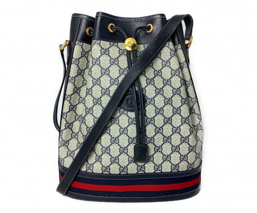 GUCCI（グッチ）GUCCI (グッチ) 巾着ショルダーバッグ ネイビー サイズ:- 001 58 0933の古着・服飾アイテム