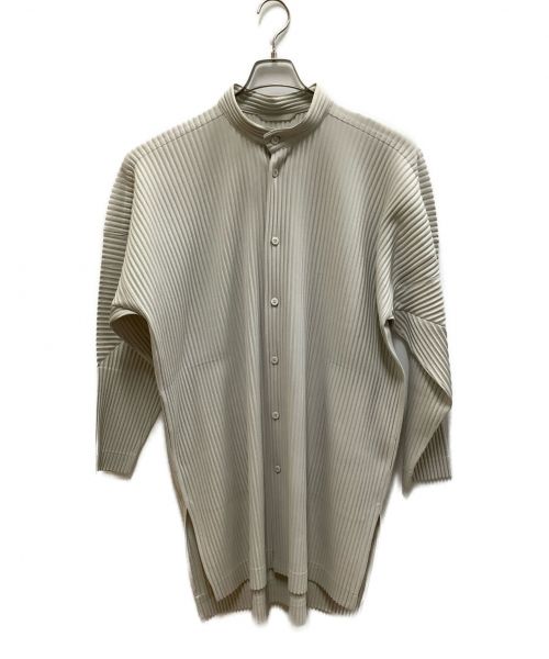 HOMME PLISSE ISSEY MIYAKE（オム プリッセ イッセイ ミヤケ）HOMME PLISSE ISSEY MIYAKE (オムプリッセ イッセイ ミヤケ) プリーツシャツ ライトグレー サイズ:3の古着・服飾アイテム