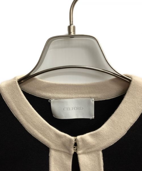 CELFORD（セルフォード）CELFORD (セルフォード) バイカラーボレロカーディガン ブラック サイズ:38の古着・服飾アイテム