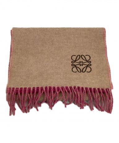 【新品未使用】　ロエベ カシミヤマフラー LOEWE（ロエベ） アナグラム ロゴ ウール×カシミヤ マフラー ネイビー