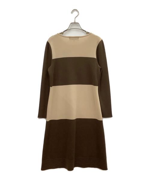 M'S GRACY（エムズグレイシー）M'S GRACY (エムズグレイシー) ワンピース ベージュ×ブラウン サイズ:40の古着・服飾アイテム