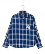 X-LARGEエクストララージ）の古着「OLD ENGLISH L/S FLANNEL SHIRT」｜ブルー