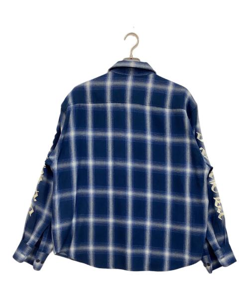 X-LARGE（エクストララージ）X-LARGE (エクストララージ) OLD ENGLISH L/S FLANNEL SHIRT ブルー サイズ:Mの古着・服飾アイテム