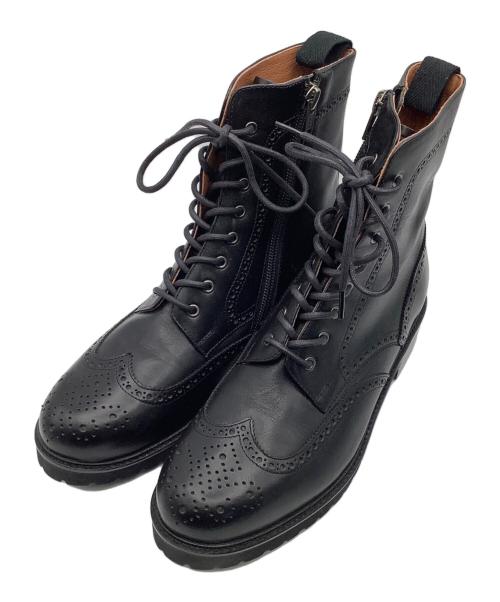 MARGARET HOWELL idea（マーガレット ハウエル アイディア）MARGARET HOWELL idea (マーガレット ハウエル アイディア) ウィングチップブーツ ブラック サイズ:23 1/2の古着・服飾アイテム