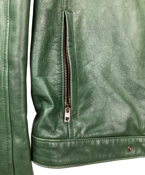 salvatore santoro（サルヴァトーレサントロ）salvatore santoro (サルヴァトーレサントロ) レザージャケット グリーン サイズ:48の古着・服飾アイテム