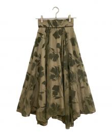 Mystrada（マイストラーダ）の古着「リリーフロッキースカート」｜オリーブ