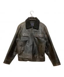 GAP（ギャップ）の古着「カウレザートラッカージャケット」｜ブラック