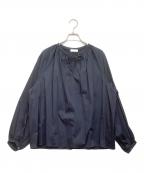BALLSEYボールジィ）の古着「ハイカウントサテン ボリュームスリーブブラウス」｜ネイビー