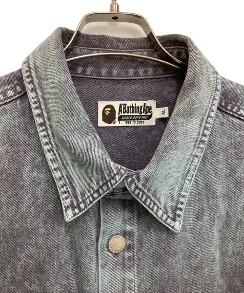 A BATHING APE（ア ベイシング エイプ）A BATHING APE (ア ベイシング エイプ) ACID WASH WORK SHIRT インディゴ サイズ:XLの古着・服飾アイテム