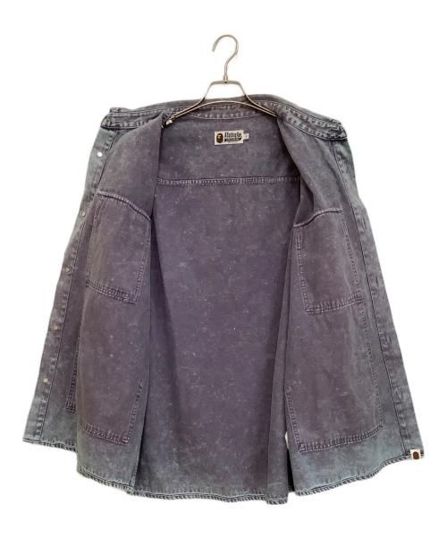 A BATHING APE（ア ベイシング エイプ）A BATHING APE (ア ベイシング エイプ) ACID WASH WORK SHIRT インディゴ サイズ:XLの古着・服飾アイテム