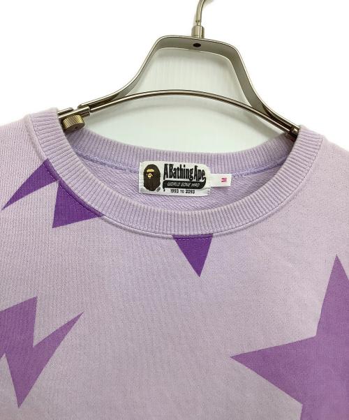 A BATHING APE（ア ベイシング エイプ）A BATHING APE (ア ベイシング エイプ) STA PATTEN OVERSIZED CREWNECK パープル サイズ:Mの古着・服飾アイテム