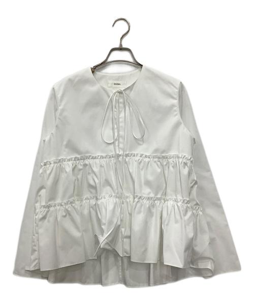 OHGA（オオガ）OHGA (オオガ) ギャザーブラウス ホワイト サイズ:Fの古着・服飾アイテム