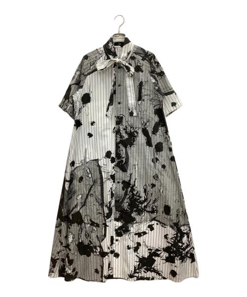 Y's（ワイズ）Y's (ワイズ) シャツワンピース ホワイト×ブラック サイズ:2の古着・服飾アイテム