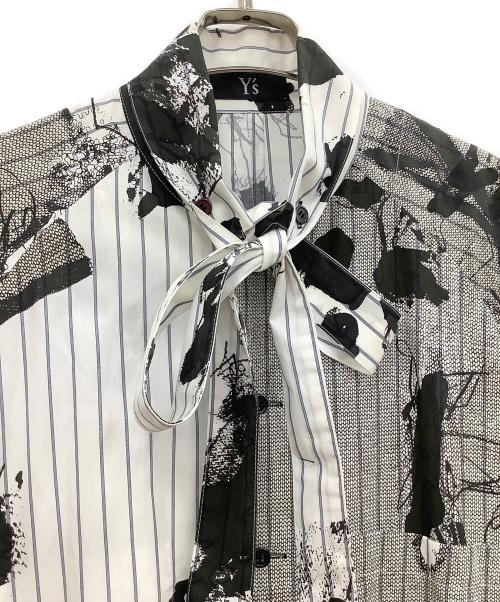 Y's（ワイズ）Y's (ワイズ) シャツワンピース ホワイト×ブラック サイズ:2の古着・服飾アイテム