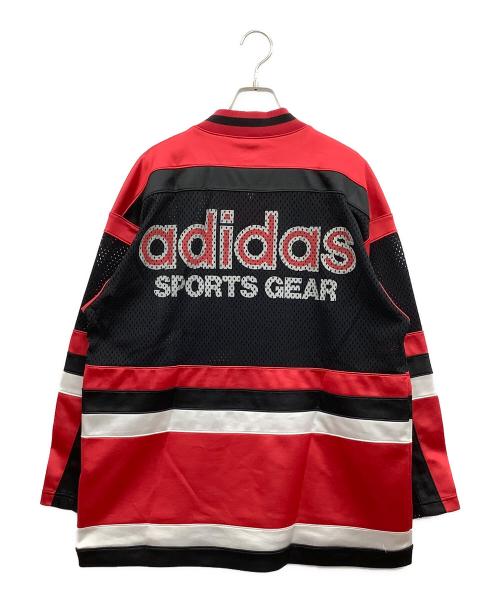 adidas（アディダス）adidas (アディダス) 90'sゲームシャツ レッド×ブラック サイズ:M−Lの古着・服飾アイテム