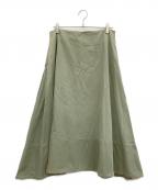 MADISON BLUEマディソンブルー）の古着「バックサテンマキシフレアスカート」｜オリーブ
