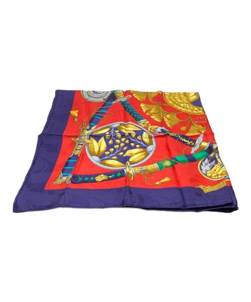 HERMES（エルメス）HERMES (エルメス) 大判スカーフ レッド×ネイビー サイズ:−の古着・服飾アイテム