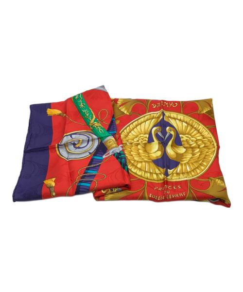 HERMES（エルメス）HERMES (エルメス) 大判スカーフ レッド×ネイビー サイズ:−の古着・服飾アイテム