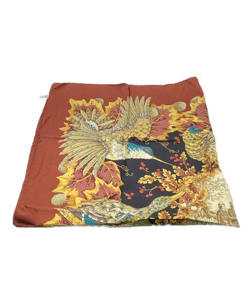 Salvatore Ferragamo（サルヴァトーレ フェラガモ）Salvatore Ferragamo (サルヴァトーレ フェラガモ) 大判スカーフ ブラウン×グリーン サイズ:−の古着・服飾アイテム