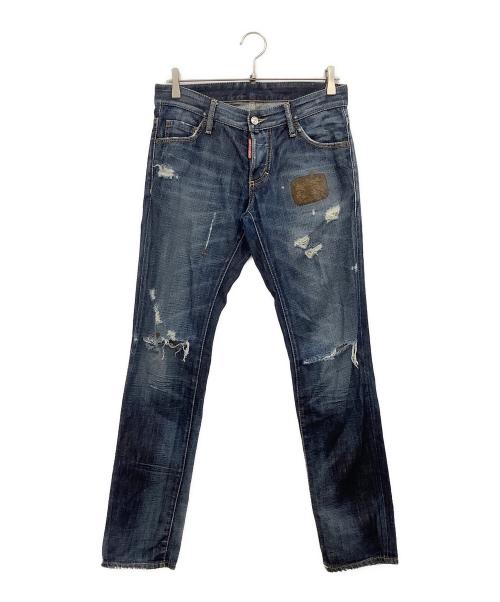 DSQUARED2（ディースクエアード）DSQUARED2 (ディースクエアード) ダメージ加工デニムパンツ ブルー サイズ:44の古着・服飾アイテム