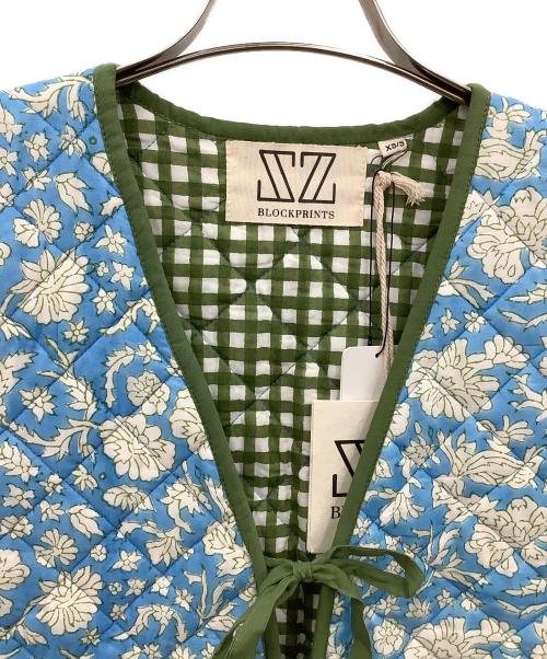blockprints（ブロックプリント）blockprints (ブロックプリント) マンジュベスト ブルー×グリーン サイズ:Sの古着・服飾アイテム