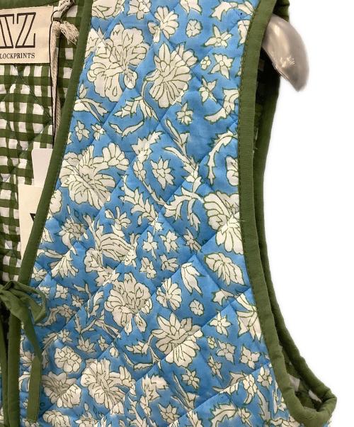 blockprints（ブロックプリント）blockprints (ブロックプリント) マンジュベスト ブルー×グリーン サイズ:Sの古着・服飾アイテム