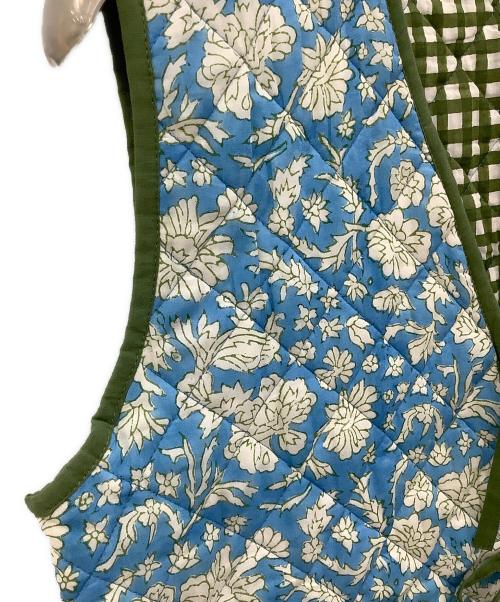 blockprints（ブロックプリント）blockprints (ブロックプリント) マンジュベスト ブルー×グリーン サイズ:Sの古着・服飾アイテム