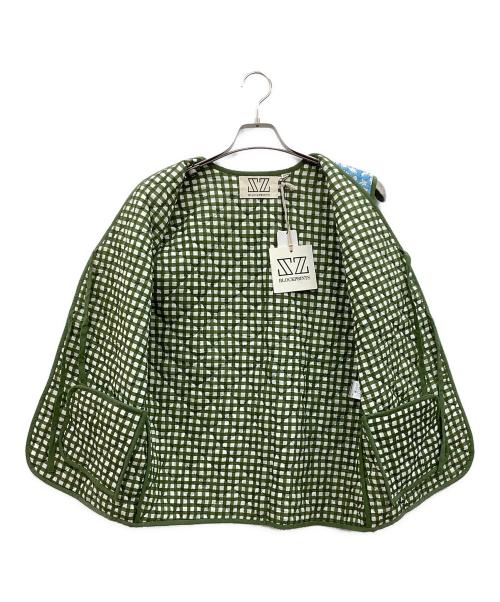 blockprints（ブロックプリント）blockprints (ブロックプリント) マンジュベスト ブルー×グリーン サイズ:Sの古着・服飾アイテム