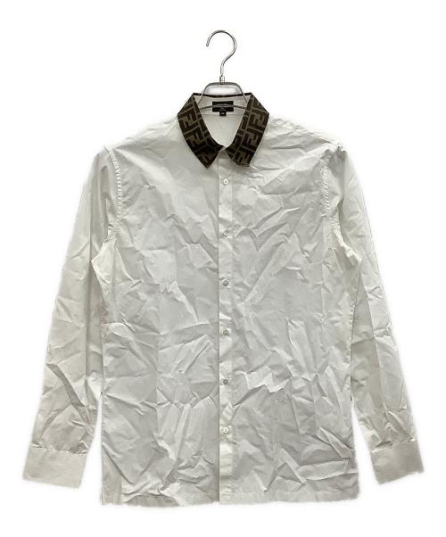 FENDI（フェンディ）FENDI (フェンディ) 長袖シャツ ホワイト×ブラウン サイズ:40の古着・服飾アイテム
