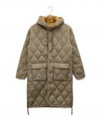 TAIONタイオン）の古着「パイピングフード ロングダウンコート」｜ベージュ