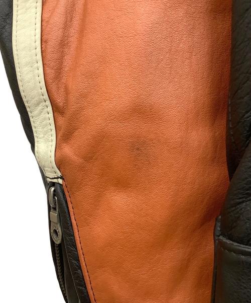 HARLEY-DAVIDSON（ハーレーダビッドソン）HARLEY-DAVIDSON (ハーレーダビッドソン) シングルライダースジャケット ブラック×ブラウン サイズ:Mの古着・服飾アイテム