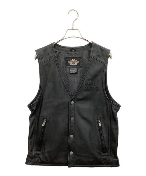 HARLEY-DAVIDSON（ハーレーダビッドソン）HARLEY-DAVIDSON (ハーレーダビッドソン) レザーベスト ブラック サイズ:Mの古着・服飾アイテム