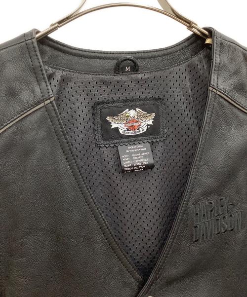 HARLEY-DAVIDSON（ハーレーダビッドソン）HARLEY-DAVIDSON (ハーレーダビッドソン) レザーベスト ブラック サイズ:Mの古着・服飾アイテム