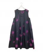 慈雨ジウ）の古着「ノースリーブ・キャミソールワンピース」｜ネイビー×パープル