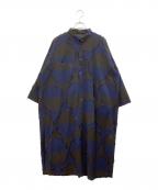 芽風メフウ）の古着「長袖ワンピース」｜ブルー×ブラック