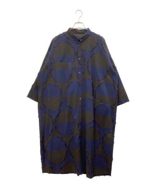 芽風（メフウ）芽風 (メフウ) 長袖ワンピース ブルー×ブラック サイズ:38の古着・服飾アイテム