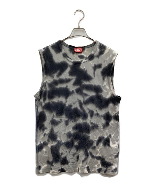 DIESEL（ディーゼル）DIESEL (ディーゼル) ノースリーブカットソー グレー×ホワイト サイズ:Lの古着・服飾アイテム