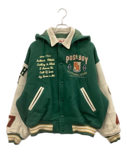 POSHBOY（ポッシュボーイ）POSHBOY (ポッシュボーイ) スタジャン グリーン×ベージュ サイズ:Fの古着・服飾アイテム