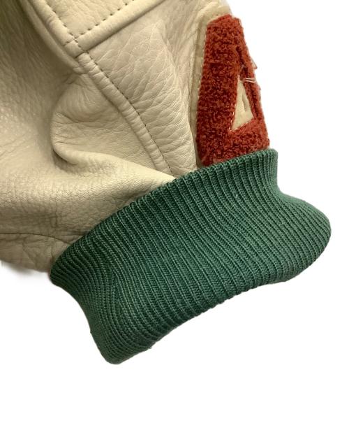 POSHBOY（ポッシュボーイ）POSHBOY (ポッシュボーイ) スタジャン グリーン×ベージュ サイズ:Fの古着・服飾アイテム