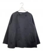 GALERIE VIEギャルリーヴィー）の古着「ウールダブルフェイスショートノーカラートレンチコート」｜ネイビー