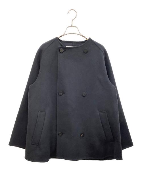 GALERIE VIE（ギャルリーヴィー）GALERIE VIE (ギャルリーヴィー) ウールダブルフェイスショートノーカラートレンチコート ネイビー サイズ:Fの古着・服飾アイテム