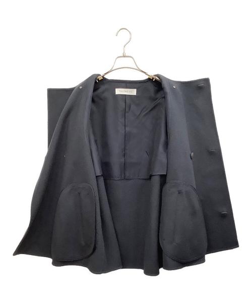 GALERIE VIE（ギャルリーヴィー）GALERIE VIE (ギャルリーヴィー) ウールダブルフェイスショートノーカラートレンチコート ネイビー サイズ:Fの古着・服飾アイテム