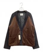 Varde77バルデセブンティセブン）の古着「ポリヌバックコットンニットカーディガン」｜ブラウン×ネイビー