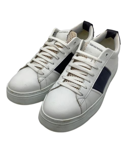 EMPORIO ARMANI（エンポリオアルマーニ）EMPORIO ARMANI (エンポリオアルマーニ) ローカットスニーカー ネイビー×ホワイト サイズ:UK8の古着・服飾アイテム
