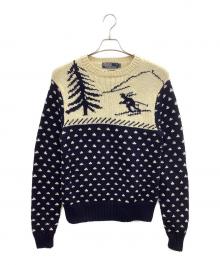 POLO RALPH LAUREN（ポロ・ラルフローレン）の古着「厚手ニット」｜アイボリー×ネイビー