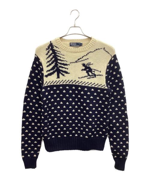 POLO RALPH LAUREN（ポロ・ラルフローレン）POLO RALPH LAUREN (ポロ・ラルフローレン) 厚手ニット アイボリー×ネイビー サイズ:Lの古着・服飾アイテム