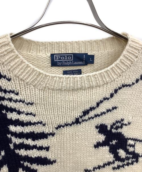 POLO RALPH LAUREN（ポロ・ラルフローレン）POLO RALPH LAUREN (ポロ・ラルフローレン) 厚手ニット アイボリー×ネイビー サイズ:Lの古着・服飾アイテム