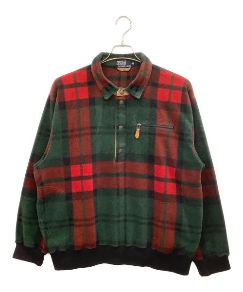 POLO RALPH LAUREN（ポロ・ラルフローレン）POLO RALPH LAUREN (ポロ・ラルフローレン) ハーフスナップフリースジャケット レッド×グリーン サイズ:LLの古着・服飾アイテム