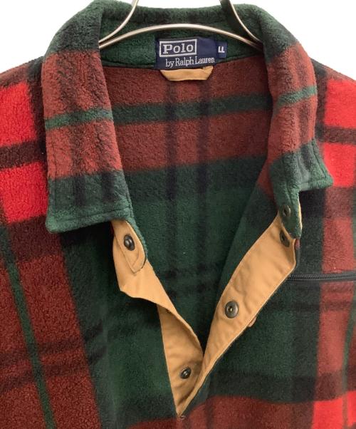 POLO RALPH LAUREN（ポロ・ラルフローレン）POLO RALPH LAUREN (ポロ・ラルフローレン) ハーフスナップフリースジャケット レッド×グリーン サイズ:LLの古着・服飾アイテム