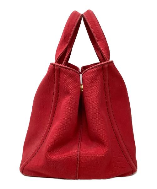 PRADA（プラダ）PRADA (プラダ) 2WAYキャンバストートバッグ レッドの古着・服飾アイテム